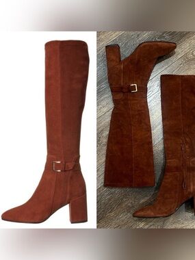 Kate Spade New York Oralie Dark Rust Kid Suede Stretch Suede Boots